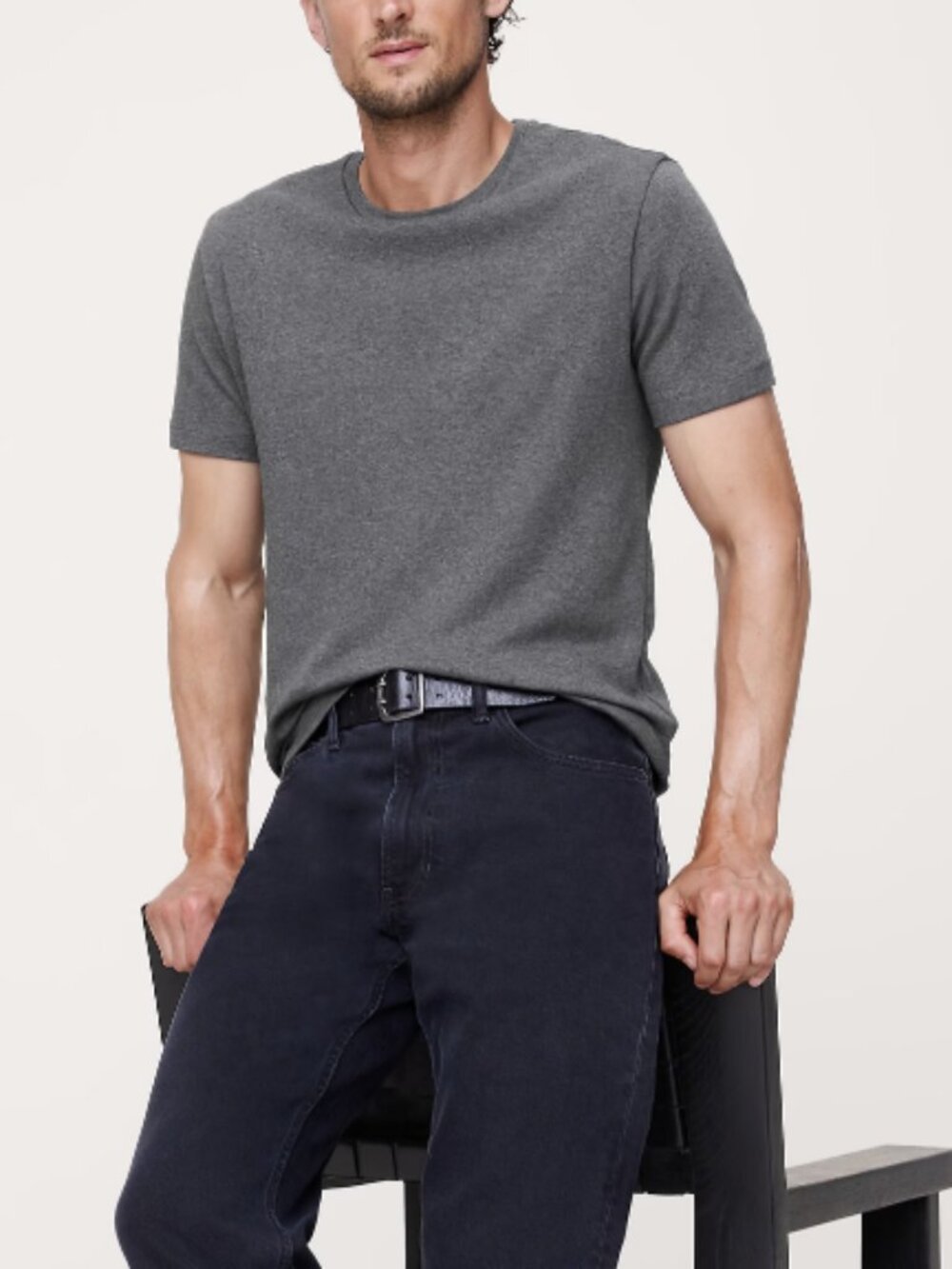 BANANA REPUBLIC Men's Gray Heather Short Sleeve Crewneck T-Shirt Luxury Touch